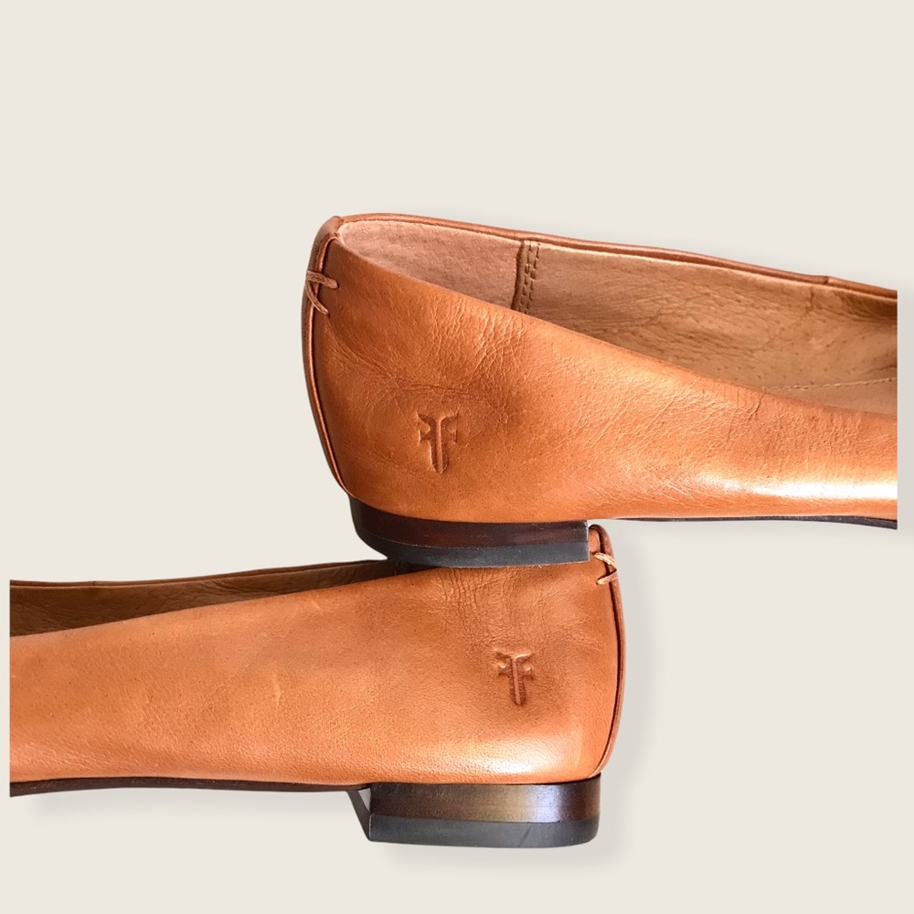 Frye Sienna Cognac Leather Ballet Pointed Flats - Picture 13 of 16